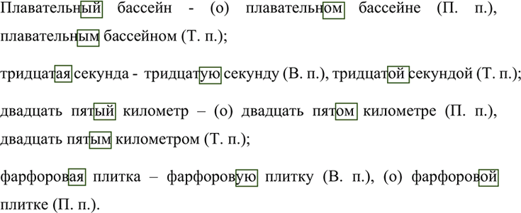 Изображение Запишите данные порядковые числительные и прилагательные вместе с существительными в указанных падежах. Обозначьте орфограмму «Безударные гласные в окончаниях...